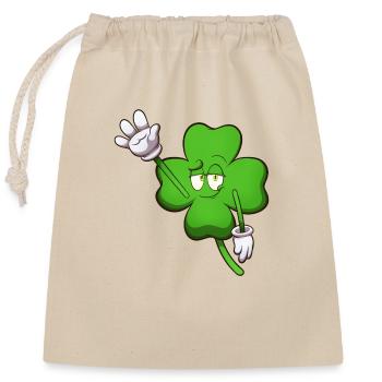 Four-Leaf Clover Character Waving - Closable cotton gift bag (25x30cm) - nature - Front