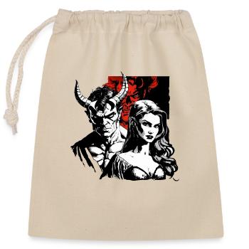 The Devil and the Witch - Closable cotton gift bag (25x30cm) - nature - Front