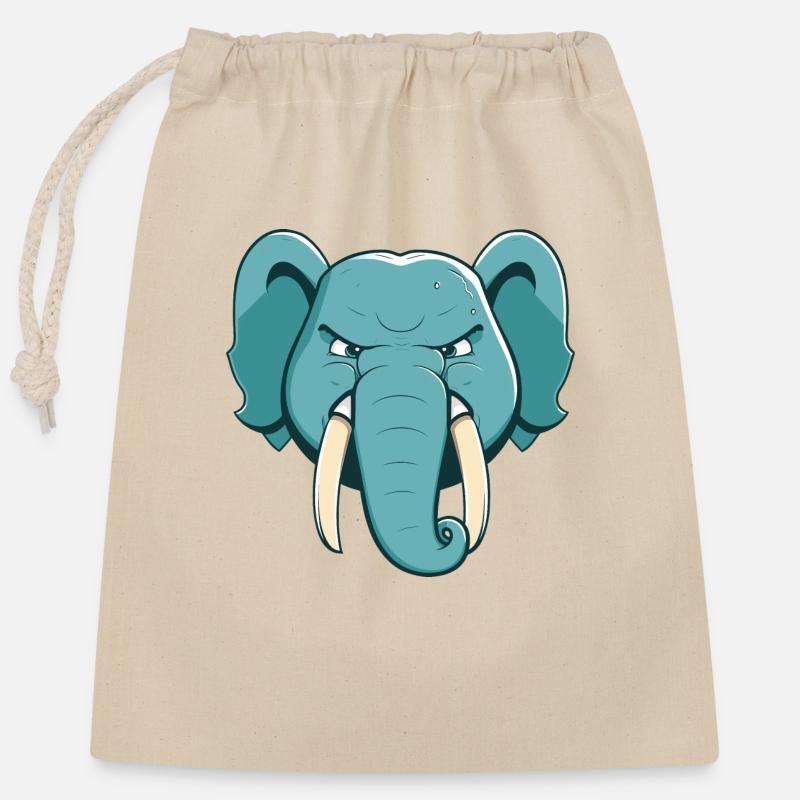 Elephant - Closable cotton gift bag (25x30cm) - nature