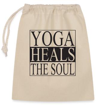 Yoga heals the Soul - Closable cotton gift bag (25x30cm) - nature - Front
