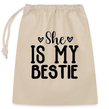 She is My Bestie - Verschließbarer Geschenkbeutel aus Baumwolle (25x30cm) - Natur - Vorne