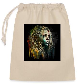 Face woman dreadlocks n°4 - Closable cotton gift bag (25x30cm) - nature - Front