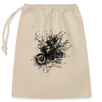 Racing Motorcycle Tattoo Splash Style - Closable cotton gift bag (25x30cm) - nature - Front