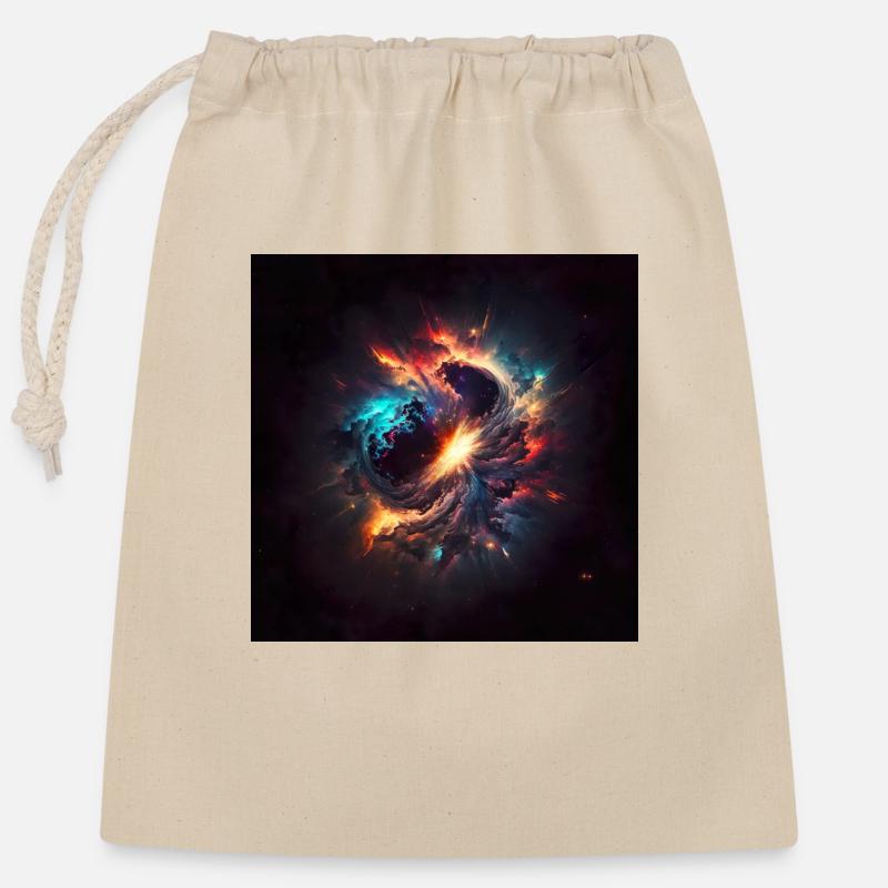 Cosmic Universe No. 1 - Closable cotton gift bag (25x30cm) - nature