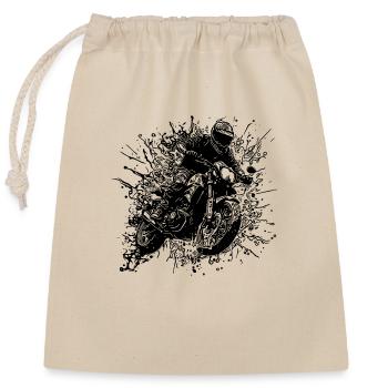 Motorcycle Racing Jump Splash Style - Closable cotton gift bag (25x30cm) - nature - Front