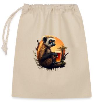 Lémurien frais dans la jungle Bière et coucher de soleil - Sac cadeau en coton avec cordon (25 x 30 cm) - nature - Devant