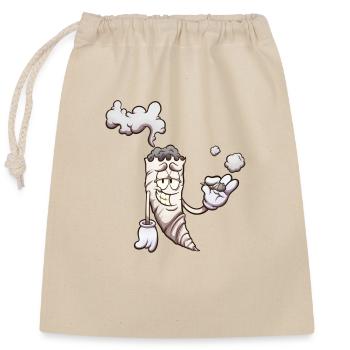 Lustiger Cartoon-Joint - Verschließbarer Geschenkbeutel aus Baumwolle (25x30cm) - Natur - Vorne