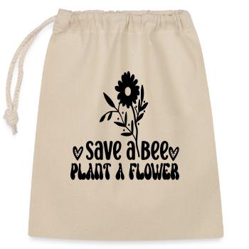 Save a Bee Plant a Flower - Verschließbarer Geschenkbeutel aus Baumwolle (25x30cm) - Natur - Vorne