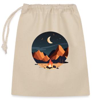 Campfire by moonlight, outdoor motif - Closable cotton gift bag (25x30cm) - nature - Front