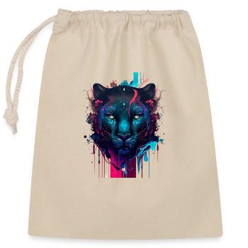 Beautiful tshirt with panther head very design - Closable cotton gift bag (25x30cm) - nature - Front