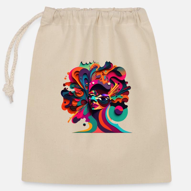 ABSTRACT - Closable cotton gift bag (25x30cm) - nature