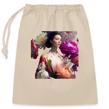 Geisha in Kimono Gift - Closable cotton gift bag (25x30cm) - nature - Front
