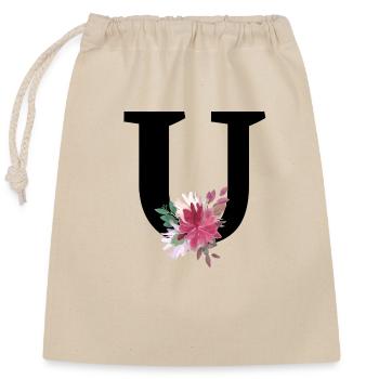 Floral letter - Closable cotton gift bag (25x30cm) - nature - Front
