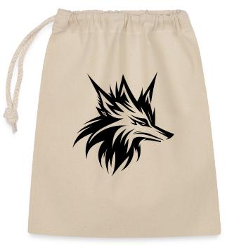 Wilder Wolf Kopf Tattoo Style Porträt - Verschließbarer Geschenkbeutel aus Baumwolle (25x30cm) - Natur - Vorne