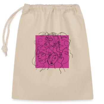 Face line pink - Closable cotton gift bag (25x30cm) - nature - Front