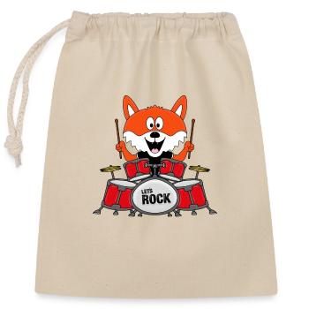 SCHLAGZEUG - BAND - TIER - FUCHS - KIND - BABY - Verschließbarer Geschenkbeutel aus Baumwolle (25x30cm) - Natur - Vorne