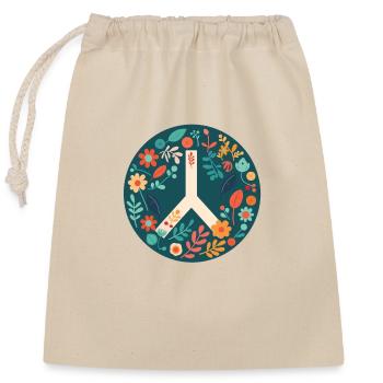 Peace and love - Closable cotton gift bag (25x30cm) - nature - Front