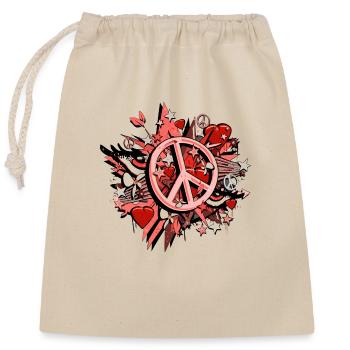 liebe frieden frieden sommer honig liebe hippie cool - Verschließbarer Geschenkbeutel aus Baumwolle (25x30cm) - Natur - Vorne