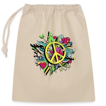 liebe frieden frieden sommer honig liebe hippie cool - Verschließbarer Geschenkbeutel aus Baumwolle (25x30cm) - Natur - Vorne