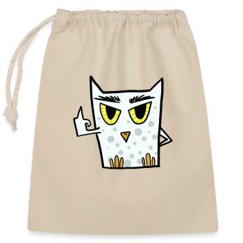 Fuck you owl montre un doigt d’honneur - Sac cadeau en coton avec cordon (25 x 30 cm) - nature - Devant