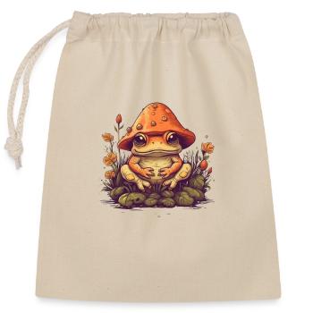 Niedliche Kröte mit Pilzhut lustiger Frosch Natur - Verschließbarer Geschenkbeutel aus Baumwolle (25x30cm) - Natur - Vorne