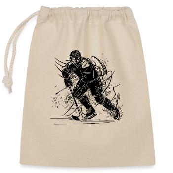 Schneller Eishockey Spieler Fan Motiv - Verschließbarer Geschenkbeutel aus Baumwolle (25x30cm) - Natur - Vorne