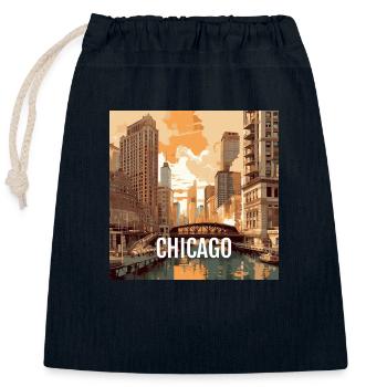 Chicago bei Sonnenuntergang - Verschließbarer Geschenkbeutel aus Baumwolle (25x30cm) - Navy - Vorne