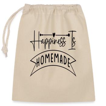 Le bonheur est fait maison - Sac cadeau en coton avec cordon (25 x 30 cm) - nature - Devant