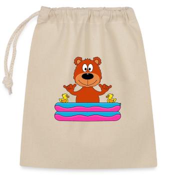 SHAKA - POOL - PLANSCHBECKEN - TEDDY - BÄR - BABY - Verschließbarer Geschenkbeutel aus Baumwolle (25x30cm) - Natur - Vorne