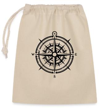 Kompass Nautik Segelboot Seefahrer - Verschließbarer Geschenkbeutel aus Baumwolle (25x30cm) - Natur - Vorne