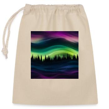 Luminous Skies: Polarlichter-Kollektion - Verschließbarer Geschenkbeutel aus Baumwolle (25x30cm) - Natur - Vorne