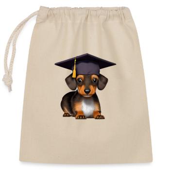 Bachelor Dachshund Schulabschluss Studium Uni - Verschließbarer Geschenkbeutel aus Baumwolle (25x30cm) - Natur - Vorne
