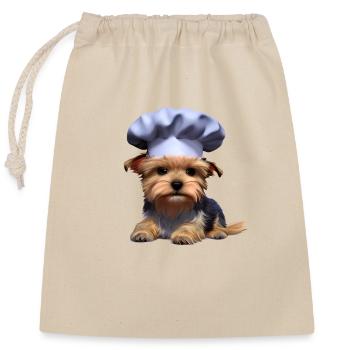 Yorkshire Terrier Puppy Restaurateur Chien de cuisine - Sac cadeau en coton avec cordon (25 x 30 cm) - nature - Devant
