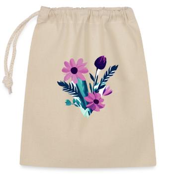 Bouquet de fleurs Plantes Violettes - Sac cadeau en coton avec cordon (25 x 30 cm) - nature - Devant
