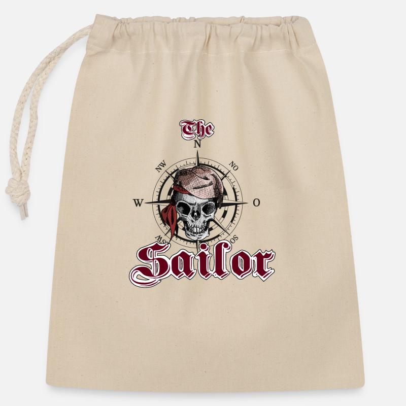 Sailor Skull - Closable cotton gift bag (25x30cm) - nature