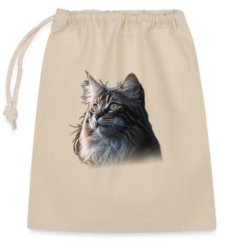 Maine-Coon Cat - Closable cotton gift bag (25x30cm) - nature - Front