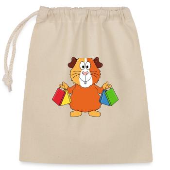 SHOPPING - MEERSCHWEINCHEN - EINKAUFEN - TIER - Verschließbarer Geschenkbeutel aus Baumwolle (25x30cm) - Natur - Vorne