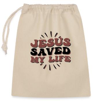 Jésus m’a sauvé la vie - Sac cadeau en coton avec cordon (25 x 30 cm) - nature - Devant
