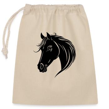 Horse Horse Head Pony - Closable cotton gift bag (25x30cm) - nature - Front