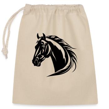 Horse Horse Head Pony - Closable cotton gift bag (25x30cm) - nature - Front