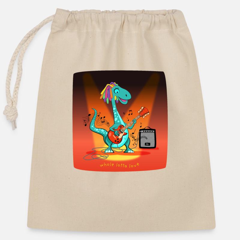 dino rasta cool - Sac cadeau en coton avec cordon (25 x 30 cm) - nature