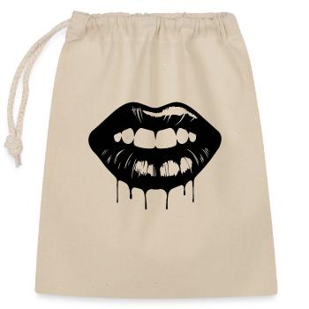 Lips, mouth, kissing lips - Closable cotton gift bag (25x30cm) - nature - Front