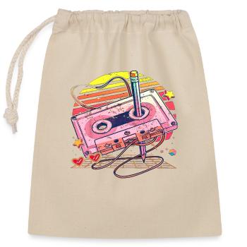 80s retro vintage funny 70s nostalgia music love - Closable cotton gift bag (25x30cm) - nature - Front