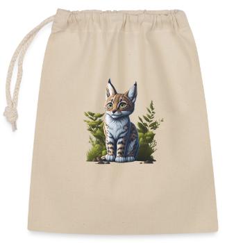 Petit lynx - Sac cadeau en coton avec cordon (25 x 30 cm) - nature - Devant