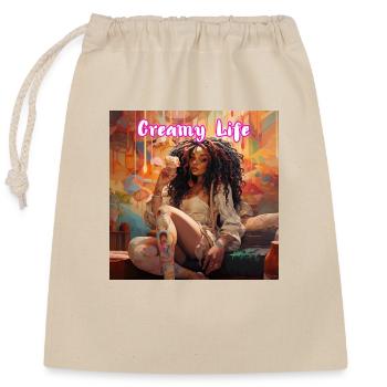 Creamy Life - Sac cadeau en coton avec cordon (25 x 30 cm) - nature - Devant