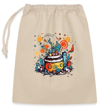 Gâteau d anniversaire n°2 - Sac cadeau en coton avec cordon (25 x 30 cm) - nature - Devant