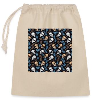 Crânes Motif sans couture gothique sombre Halloween - Sac cadeau en coton avec cordon (25 x 30 cm) - nature - Devant