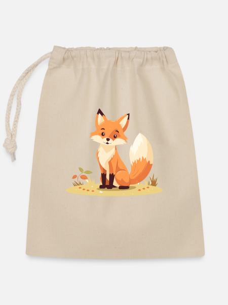 Junger Fuchs Clipart Rotfuchs - Verschließbarer Geschenkbeutel aus Baumwolle (25x30cm) - Natur