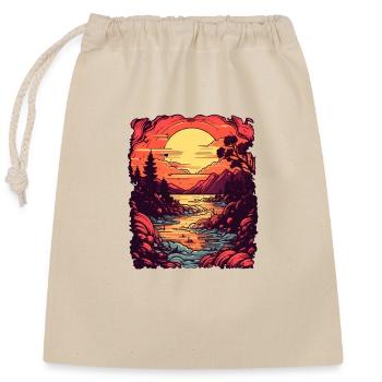 Sunset over the lake - Closable cotton gift bag (25x30cm) - nature - Front