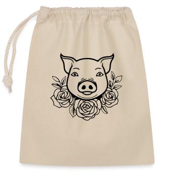 Truie cochonne - Sac cadeau en coton avec cordon (25 x 30 cm) - nature - Devant